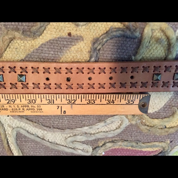 Hand Tooled Thick Leather Belt - Picture 4 of 5